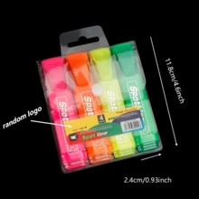 4/6pcs Assorted Fluorescent & Pastel Chisel Tip Highlighter Set, Quick-Drying, No Bleed, Odorless, 1-4mm Line Width, With Portable Clip, Suitable For Journaling, Note-Taking, School And Office Supplies, Back To School Essential - Single-tip Highlighter - View 5