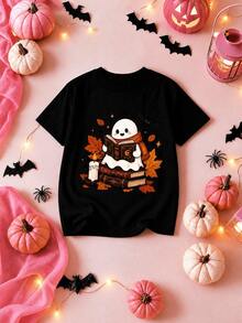 3 piezas Halloween calabaza calaverita cara Camiseta gráfica de mujer con cara de calabaza de Halloween  Camiseta ligera de cuello redondo para disfraces de fiestas de Halloween - Multicolor - Ver 2