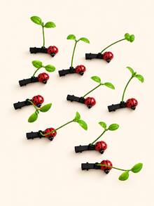 5/15/30pcs Seven-Star Ladybug Sprout Hair Clips, Cute Sprout Design, Fun Cartoon Plant Style, Suitable For Electronic Music Parties, Holiday Gatherings - Multicolor - View 5