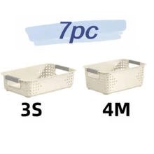 7pc Plastic Storage Baskets With Handles, Wide Mouth Shallow Food Storage Organizer Boxes, Multi-Purpose Home Storage Trays, Suitable For Kitchen Cabinets, Countertops, Bedrooms, Bathrooms, Portable Picnic Baskets, Used For Storing Fruits, Bread, Ginger, Garlic, Snacks, Home Desktop Clutter Containers, Suitable For Home Organization 1/2/5/7pc - View 15