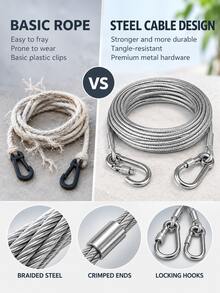 1 buah Tali Jemuran Multifungsi Anti Karat dari Baja Tahan Karat, Tali Jemuran Lipat Portabel, Tali Gantung Pakaian dan Handuk yang Ringkas, Cocok untuk Dalam/Luar Ruangan, Perjalanan, Berkemah, RV, Balkon, dan Kamar Mandi - Perak - View 3