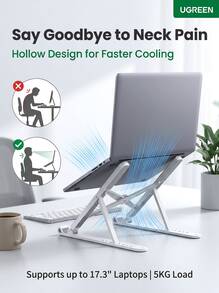 UGREEN 8-Level Adjustable Ergonomic Laptop Stand | Portable Folding Cooling Stand Compatible With MacBook/Huawei/Tablets Five-Layer Anti-Slip Widened Base Suitable For Office Desks (Dormitory/Home Use) - View 2