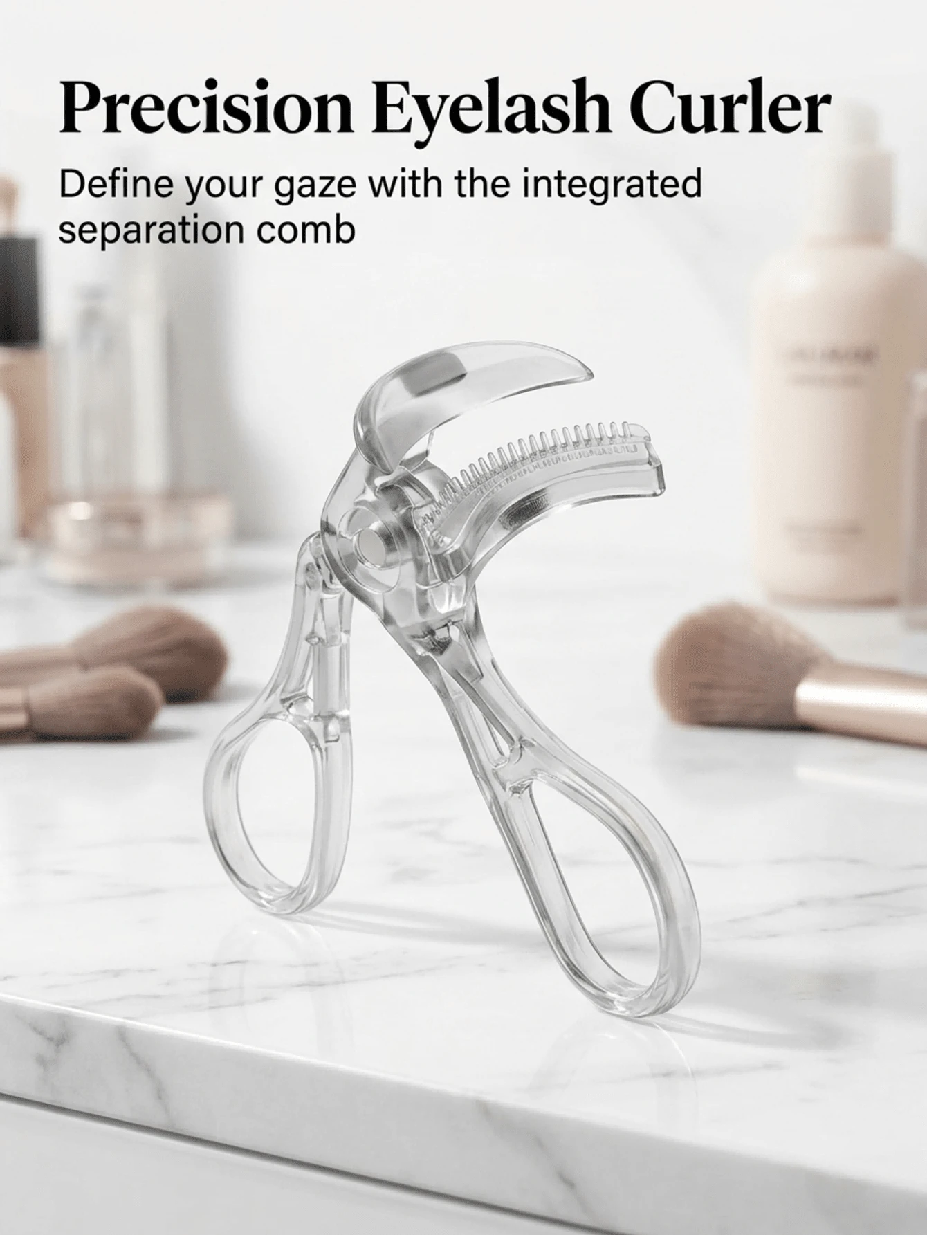 2/1 pieza rizador de pestañas portátil de gran angular con peine incorporado, adecuado para todas las formas de ojos, fácil de usar para principiantes, rizo duradero, levanta y da forma a las pestañas sin dañarlas, crea efecto de ojos grandes, herramienta de maquillaje diario para mujeres, regalo de vuelta a la escuela, Halloween y Navidad