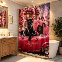 1pc Dark Night Floral Leopard Shower Curtain, Purple Background With Large Red Flowers And Leopard Print, Waterproof Bathroom Divider Curtain - Suitable For Bathroom Decor, Easy To Clean, Exquisite Home Decoration, Bathroom Divider Curtain, Decorative Shower Curtain, Bathroom Accessories Home Decor Gift - Includes 12 Hooks - Multicolor - View 6