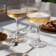 1/8/12pcs Set Vertical Ribbed High Stem Dessert Cups, Wide Mouth Dessert Cups, Transparent Vertical Ribbed Cocktail Glasses, Suitable For Ice Cream, Pudding, Mousse, Fruit Salad, Wedding Party And Home Afternoon Tea - Transparent - View 7