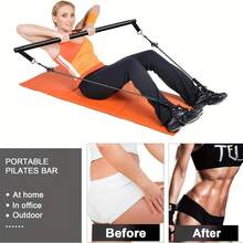 Bộ 8 món thanh tập Pilates kèm 4 dây kháng lực (140 Lbs), bộ thiết bị tập gym tại nhà di động với dây đeo cổ chân và ba lô dây rút, phù hợp cho nam và nữ tập thể dục - Nhiều màu - Xem 5