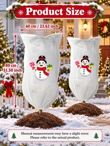Christmas Plant Frost Protection Cover, Reusable Non-Woven Plant Winter Jacket Bag With Drawstring, Reindeer Tree Snowman Santa Pattern Plant Protecting Bag For Outdoor Garden Pots, 4 Styles Available - Multiple Styles - View 11