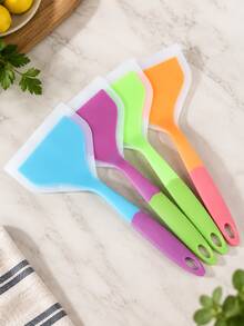 Random 2/1pc Silicone Wok Spatula, Translucent Kitchen Frying Spatula, Cabinet Cookware, Home Cooking Wide-Mouth Slotted Spatula - Multicolor - View 7