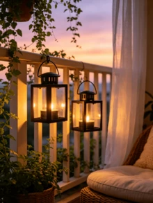 1pc/2pcs Mini Iron & Glass Lantern Candle Holder, Portable Hanging Tea Light Lamp, Windproof Glass Candle Holder Small Lantern, Vintage Desktop Decor For Christmas, Wedding, Party Atmosphere - Black - View 14