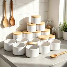 HIZTGHC 52pcs/12sets White Candle Jars With Wicks And Stickers, 4oz White Matte Candle Jars With Wood Grain Lids, Suitable For Candle Making, DIY Crafts, Home Decor, Storage Containers, Includes 12 Empty Jars And 40 Candle Making Accessories - 52pcs/12 Sets - View 10