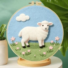 20x20cm/7.9x7.9 Inch DIY Needle Felting Starter Kit,Wool Felt,Winter Animals Theme Includes Instruction Manual,Embroidery Frame,Stamping Needle,Foam Padding,Wool And Felt,Handicraft Embroidery For Home Decoration,Suitable Gift For Special Occasions - Winter Animals - View 4