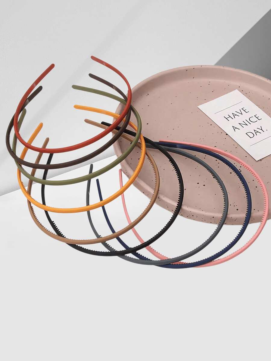 10pcs/1pc Women's Matte Ultra-Thin Toothed Black Hairband, Minimalist Style, Fashionable Versatile High-End Solid Color Hair Accessory, Suitable For Daily Wear, Going Out, Face Washing And Makeup - Multicolor - View 1