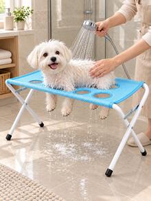 Foldable Pet Grooming Hammock Stand (Includes Fixing Straps), Breathable Dog & Cat Bathing Rack, Nail Trimming Restraint Frame, Suitable For Small To Medium Pets At Home And Pet Grooming Shops - One Size (1pc) - View 3