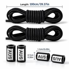 QKC 2 Pairs 100cm Elastic No-Tie Shoelaces With Lock, Stretchable Replacement Shoelaces For Athletic And Casual Shoes - Black - View 5