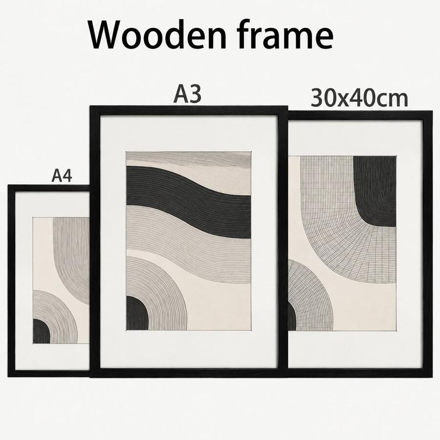 Mosearon 3件/2件/1件裝黑色MDF相框 A4證書框 30*40CM海報框 無卡紙 壓克力透明面板 適用客廳、臥室、藝廊牆面裝飾 - 黑色 - 查看 1