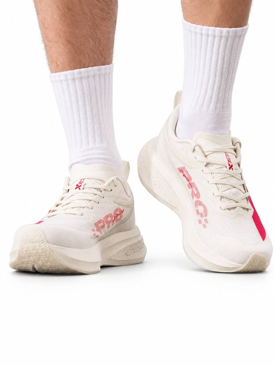 XTEP 2000km 5th Generation Pro Running Shoes Men's Cushioning Mesh Sports Shoes Fitness Training Shoes Running Shoes - White/Red - View 1