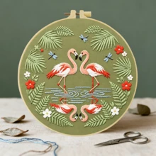 1件 20*20cm/7.9*7.9in 花卉動物刺繡套件,DIY手工刺繡套裝,適合成人初學者,居家禮物,女性縫紉禮物,含使用說明書、印花布料、刺繡框、針與線 - 20x20公分/7.9x7.9英吋 - 查看 3