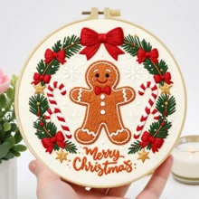 1PC 20*20cm/7.9*7.9in,Christmas Presents Embroidery Kit, DIY Handmade Embroidery Set For Adult Beginners, Home Gift, Women's Sewing Gift, Including User Manual, Printed Pattern Fabric, Embroidery Frame, Needle And Thread. - 20x20cm/7.9x7.9in - View 11