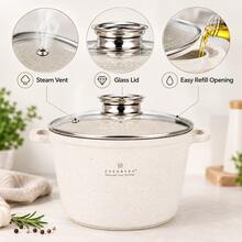 Speckled Coating Stock Pot With Glass Lid For Home Kitchen, Large Meal Prep, Random Color - View 3