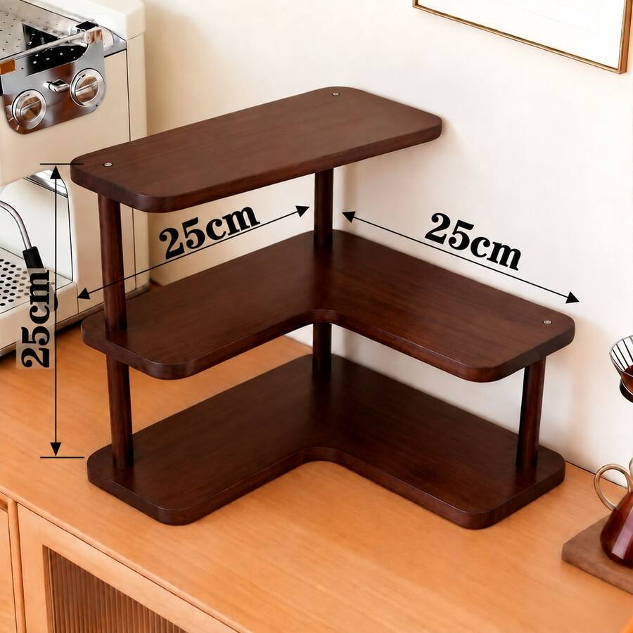 1pc 3-Tier Bamboo Perfume Rack Desktop Organizer, Cosmetic Display Stand, Painted Surface, Luxury Home Decor, Suitable For Kitchen Counter, Entryway, Coffee Corner, Dining Table, Bedroom And Vanity Storage & Organization - Multicolor - View 1