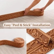 1PC 2.3m/90.55inch Self-Adhesive Skirting Boards-Flexible Decorations,3D,Self-Adhesive Peel & Stick, For Home Office Wall Waistlines Baseboards - C - View 4