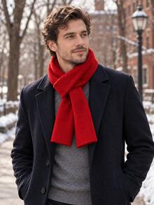 Men's Solid Color Soft Winter Scarf, Warm Long Crossover Wrap Neck Warmer For Casual Everyday Outdoor Wear, 7 Colors - Multicolor - View 5