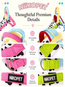 Cow Print Dog Harness And Leash Set, Colorblock Soft Padded Anti-Pull Pet Vest Harness, Adjustable Buckle Comfortable Dog Walking Set, Suitable For Outdoor Daily Use - Multicolor - View 7