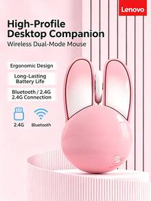 Lenovo N520 Rabbit Wireless Mouse 2.4G Bluetooth Dual Mode Silent Cute Aesthetic Gift For Girls Universal Office Mouse For Desktop And Laptop - View 13