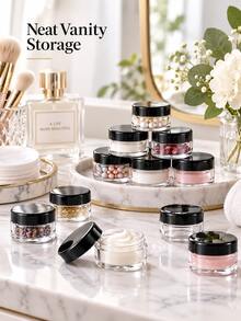 50/5 Packs 5g Empty Cosmetic Sample Jars, Transparent Plastic With Lid Containers, Suitable For Face Cream, Lotion, Beads, Eyeshadow And Rhinestones, Portable Travel Storage Jars - Black - View 6