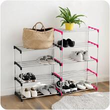 3/4 Tier Adjustable Storage Rack Space-Saving Entryway/Dorm/Balcony Organizer Rust-Resistant Metal Bookshelf/Shoe Rack Perfect Gift For College Students/Urban Renters/Moms Suitable For Housewarming And Back To School Season - Multicolor - View 2