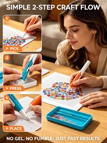 2pcs/1set Automatic Dispensing Diamond Painting Pen, No Wax Needed, Non-Slip Reusable, Rhinestone Dotting Tool, Suitable For DIY Diamond Painting Projects, 3 Colors Available, Suitable For Art Enthusiasts, Can Be Used As A Gift - Sets - View 10