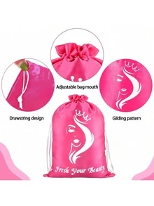 AliLeader 5PCS Satin Hair Bags For Bundles Satin Bags With Drawstring Satin Wig Bags For Packaging Hair Extensions, Bundles, Wigs Hair Storage Carrying Bags For Hair Tools Home Travel - 5pcs - View 3