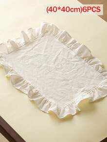 2/6/12pcs Ruffle Edge Napkins, Selected Soft Linen Fabric, With Gentle Pleated Ruffle Trim. Minimalist Cream White Texture, Suitable For Nordic Dining Table, Decorate Daily Meals, Easily Enhance Dining Atmosphere. - White - View 9
