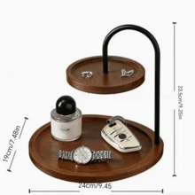 Double-Layer Wooden & Iron Storage Tray, Desktop Decor Display Stand, Suitable For Jewelry, Cosmetics, Keys, Perfume, Bedroom Vanity Countertop Organizer - View 14