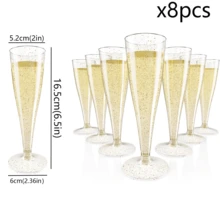 8/20 st återanvändbara 4.5oz champagneglas i klar akryl, krossäkra, lämpliga för fester, bröllop och stora evenemang, eleganta och lätta att rengöra, festtillbehör - Visa 15