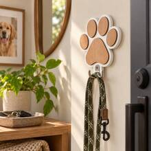 1Pc Dog Paw Wooden Leash Holder, Wall Mounted Pet Lead Hook, Decorative Hanging Hanger For Dog Collar, Leash, Keys, Hats, Coats, Entryway Mudroom Hallway Organizer, Rustic Farmhouse Wood Pet Supplies, Cute Gift For Dog Mom Dad, Home Decor - View 7
