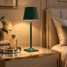 LED Smart High Brightness Desk Lamp, 1800mAh Rechargeable Lithium Battery, Touch Control, 3-Color Light Modes With Adjustable Brightness, Compact Night Light, Adjustable Height, Vintage Pleated Solid Color Design, Suitable For Bedroom, Living Room, Windowsill, Dining Room, Office Soft Lighting - Desk Lamp - View 5