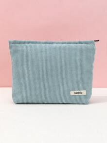 Corduroy Solid Color Makeup Bag, Large Capacity Simple Storage Bag, Toiletry Bag, Coin Purse, Convenient Carrying, Lightweight Large Capacity Storage, Lipstick, Makeup Brush, Eyebrow Pencil, Jewelry, Cosmetics Suitable For Tourism Cosmetics Storage - Multicolor - View 17