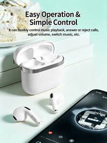 True Wireless Bluetooth Earbuds, Built-In Microphone For Clear Calls, Long Battery Life, Sweat-Proof Design, Comfortable Fit, Compatible With IOS And Android Devices, Suitable For Fitness, Running And Daily Use - White - View 5