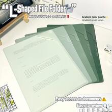 5pcs Gradient Color L-Shaped Transparent Folders, A4 Exam Paper Clips, Document Storage Bags, File Organizers, Suitable For Study, Exam Paper Classification, Office Document Storage, Portable Document Folders - L-shaped Folder - View 2