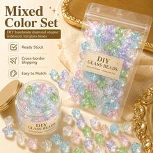 2pcs 13*12mm 2mm Hole Diameter Rhombus Colored Glass Beads, Perforated Beads For Handmade DIY Jewelry Making Loose Beads - Diamond-shaped Colorful Glazed Beads - View 3