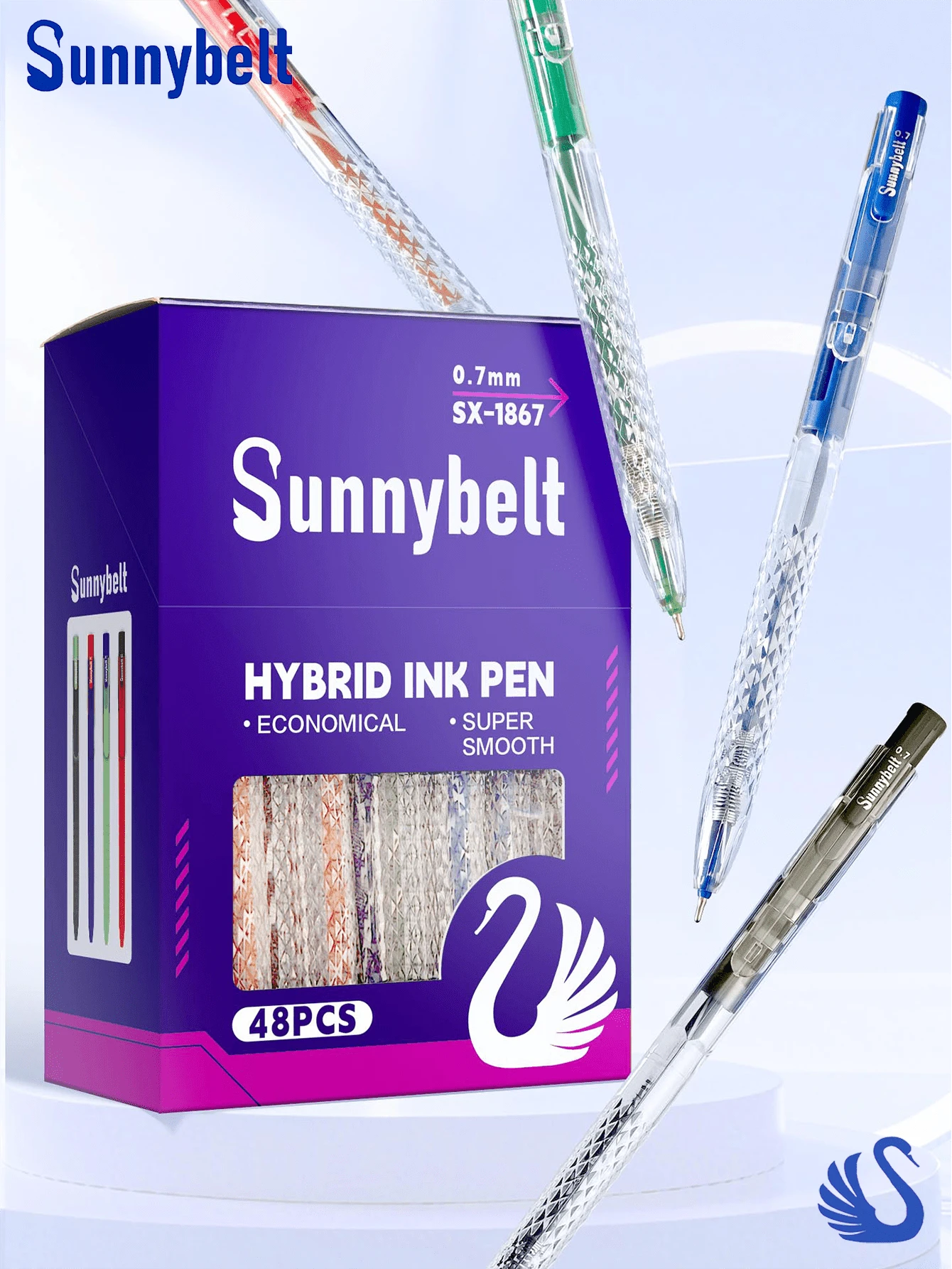 Sunnybelt 12/48pcs Semi-Gel Pen 0.7mm Tip Side Click Design, Quick-Drying Ink, 4 Colors Black Blue Red Green, Smooth Writing Pen For Student Note Taking Office Supplies Hybrid Ink Ballpoint Pens