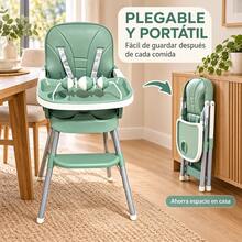 Silla alta para niños, dos modos de altura, incluye vajilla - Verde - Ver 6