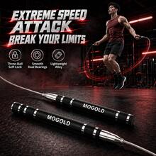 MOGOLD Professional Self-Locking Speed Jump Rope - 3 Meters Adjustable Steel Cable, Smooth Dual Bearings, Non-Slip Aluminum Alloy Handles, Adult Fitness/Boxing/Weight Loss High-Speed Jump Rope - T07 - View 3