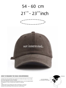 Not Interested. Embroidered Vintage Washed Baseball Cap , Retro Style Dad Hat Unisex, Y2K Streetwear Sun Hat, Summer Beach Travel - Not Interested. - View 3