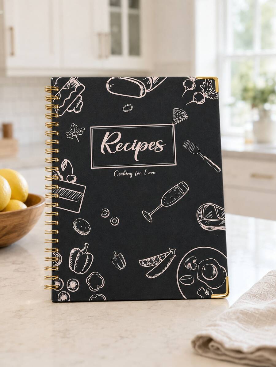 1pc Recipe Keeper Notebook, Spiral Cookbook For Favorite Recipes, Ingredients, Cooking Steps & Meal Notes, Kitchen Organizer, Office Decor And Accessories, Halloween Notebook, Nurse Essentials, Bible Study Materials - B5 Recipe Notebook - View 1