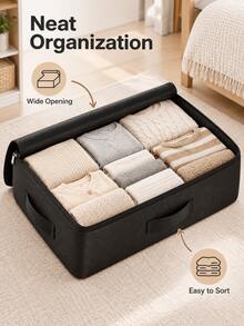 Heavy-Duty Waterproof Underbed Storage Bag, Durable Textured Material, Reinforced Stitching, Multiple Handles For Easy Access, Stackable Flat Design, Suitable For Seasonal Clothing And Bedding, Ideal For Home Closet And Dorm Storage - Multicolor - View 6