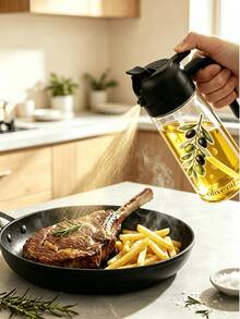 1pc 2-In-1 Olive Oil Dispenser Bottle, Dual Use Pour & Spray Oil Pot With Handle, Leak Proof Precision Oil Control, Healthy Living Kitchen Gadget, Seasoning Container For Cooking Salad BBQ, Meet Daily Cooking Needs, Color & Style Random - Multicolor - View 4