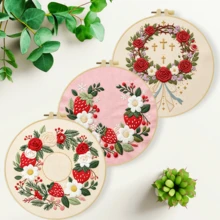 1 buah Kit Sulaman Karangan Bunga Cantik Ukuran 20*20cm/7.9*7.9in, Set Sulaman Buatan Tangan DIY untuk Pemula Dewasa, Hadiah Rumah, Hadiah Menjahit Wanita, Termasuk Panduan Pengguna, Kain Pola Cetak, Bingkai Sulaman, Jarum dan Benang. - 20x20cm / 7.9x7.9in - View 10