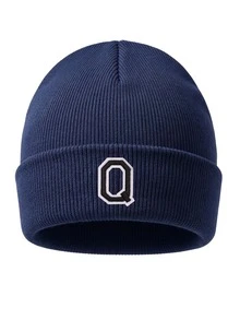 1pc Custom A-Z Embroidered Letter Ribbed Knit Beanie,Unisex Y2K Streetwear Aesthetic, Winter Warm Soft Outdoor Ski Commute Cap, Christmas New Year - Navy Blue - View 30